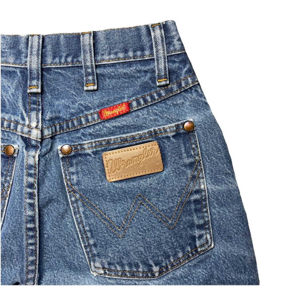 Vintage 90s Wrangler 12MWZG High Waist Cowgirl Wedgie Jeans Straight Sz 5/6 x 30 - Picture 2 of 14